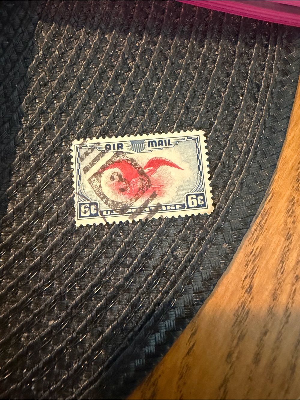 Vintage 1938 Rare Eagle Shield Air Mail 6 Cent Cancel Stamp